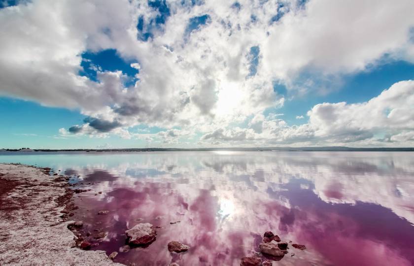 The spectacular pink salt lakes of Torrevieja and La Mata, Spain