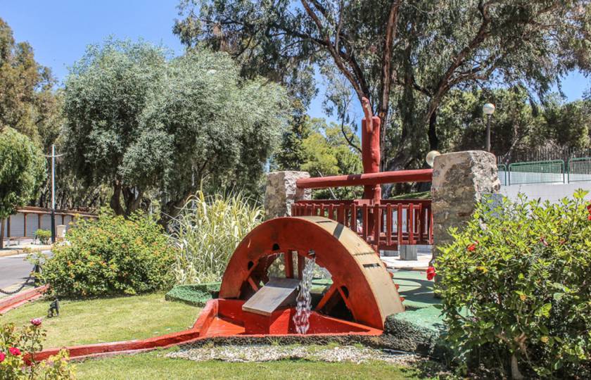 Guardamar del Segura, Costa Blanca, Spain: gardens and waterwheel