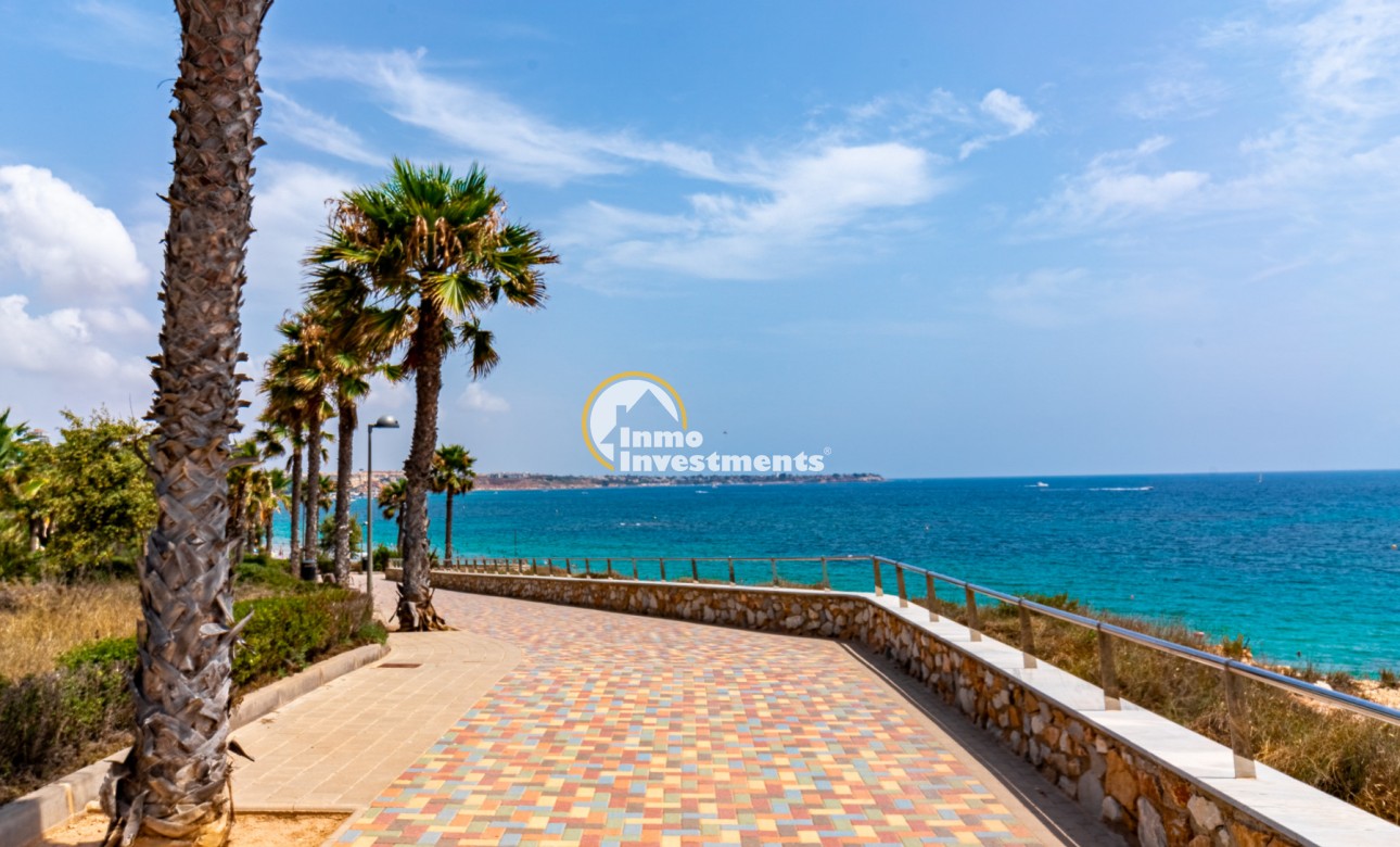 Seafront promenade with palm trees and Mediterranean views near apartment in Mil Palmeras, Spain